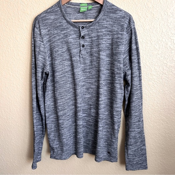 BOSS Green Label Slim Fit Henley Shirt - Picture 1 of 7